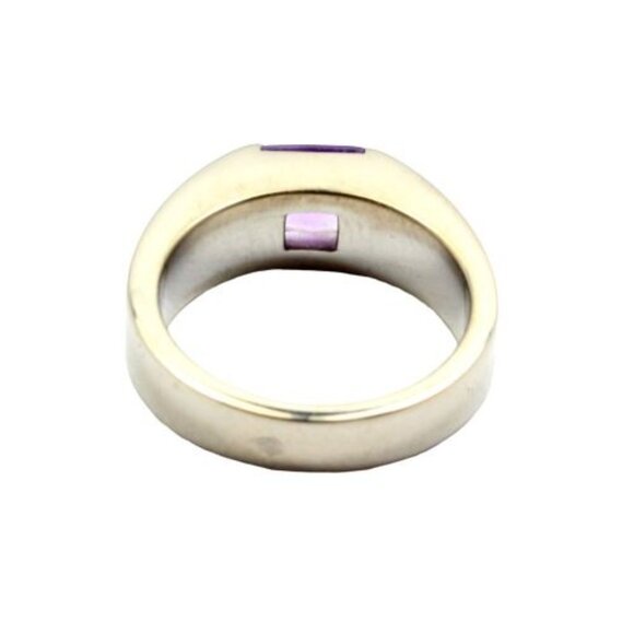 Authentic! Cartier 18k White Gold Tank Amethyst Ring 1999 Sz US 5.25 EU 50​ - Picture 4 of 5